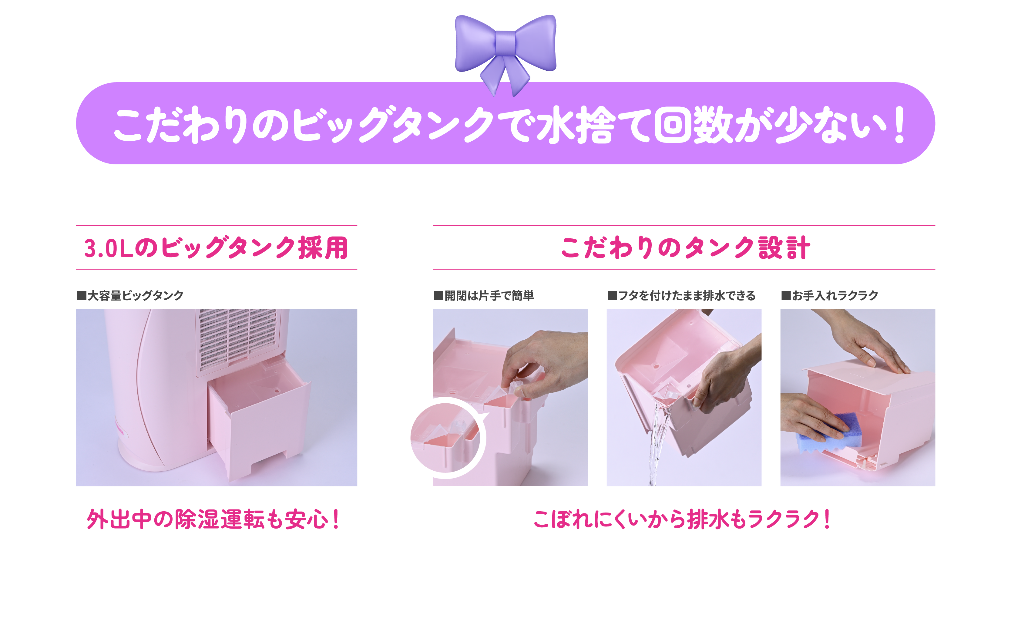 こだわりのビッグタンクで排水も安心！