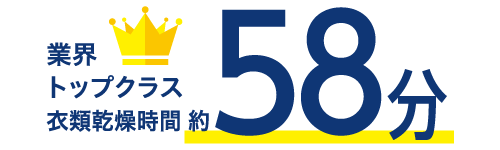 業界トップクラス衣類乾燥時間 約58分