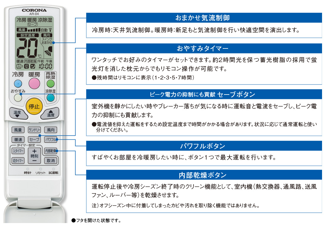 エアコン リモコン コロナ