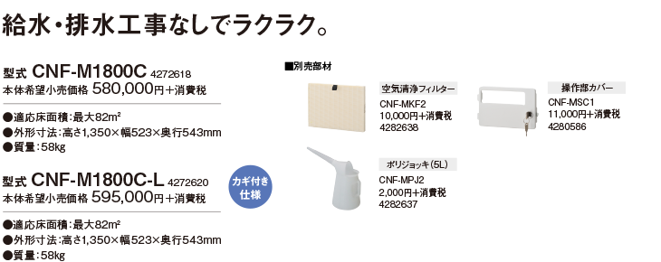 給水・排水工事なしでラクラク。