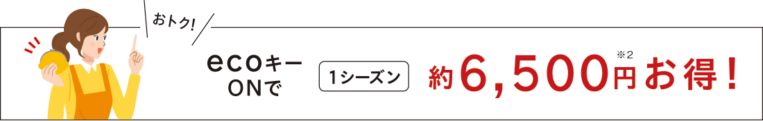 ecoキーONで1シーズン約6,500円(※2)お得!