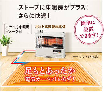ストーブに床暖房がプラス!さらに快適!